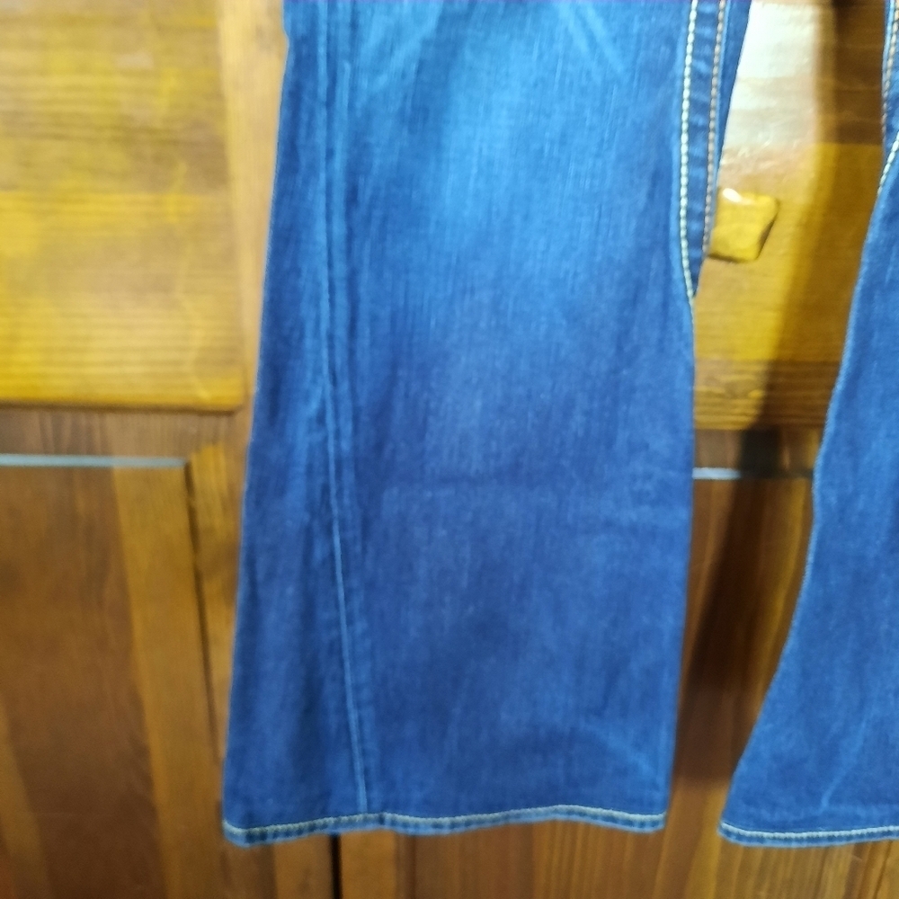 True Religion Joey Big T Twist Leg Flare Dark Wash Thick Stitch Flap Pockets 32 - Picture 7 of 14